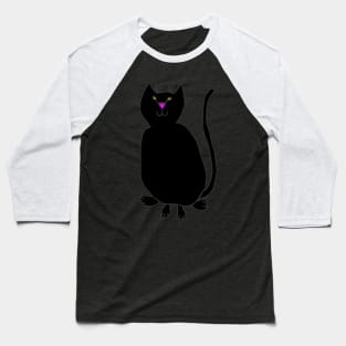 Black String Kitty Cat Baseball T-Shirt